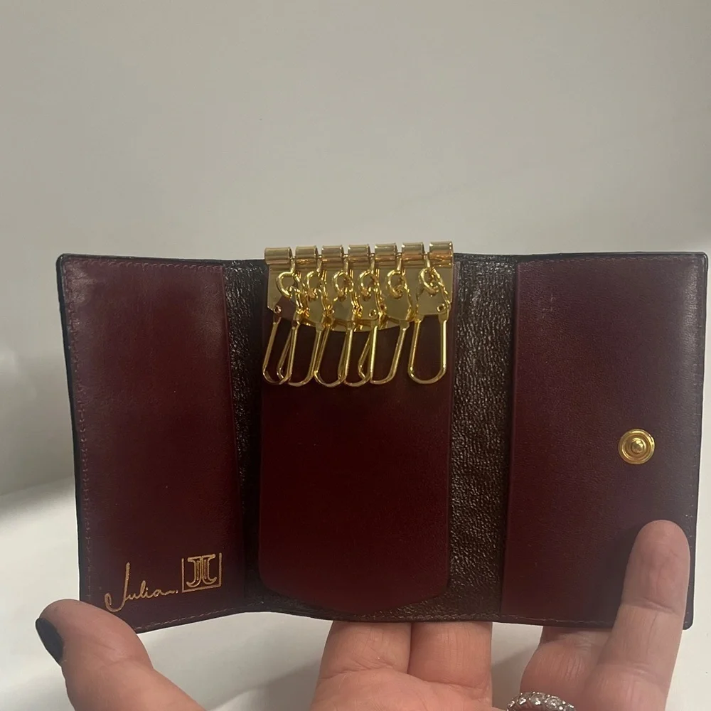 Julian Burgundy Croc Embossed Patent Leather 6 Key Holder